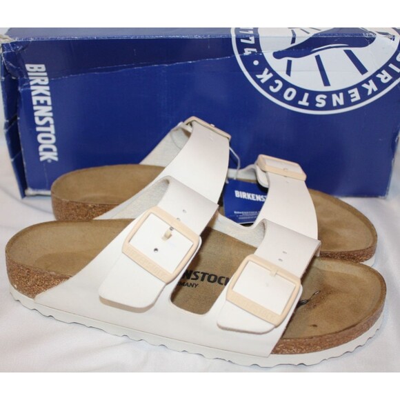 Birkenstock Women's Arizona Leather Sandals WHITE EU 37 NEW NARROW - Picture 1 of 6
